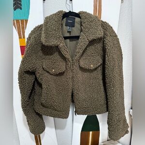 Forever 21 Olive Green Cropped Jacket, size M